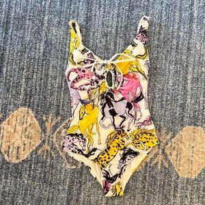 Stella McCartney Yellow and Pink Animal Print Swimsuit